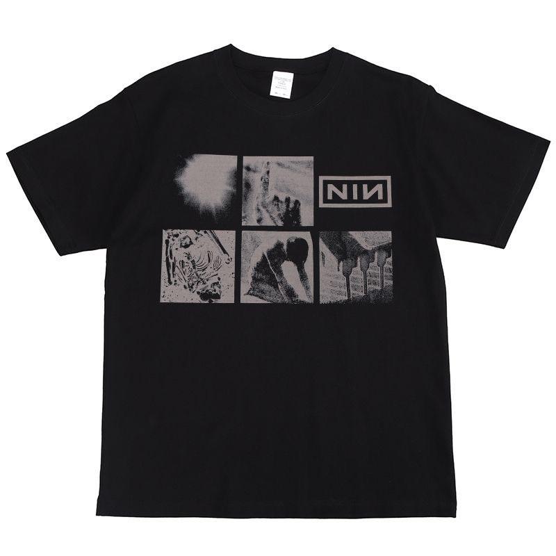 Nine Inch Nails Rock Band Offset Printing American Street Hip-hop Retro Short-sleeved T-shirt L
