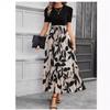 Women Clothing Spring and Summer Print Round Neck Maxi Dress Vacation Elegant