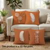 1/4pcs Orange Cushion Covers with Floral & Feather Prints Sofa bed cushion cover home bedroom decoration, 2D flat printing