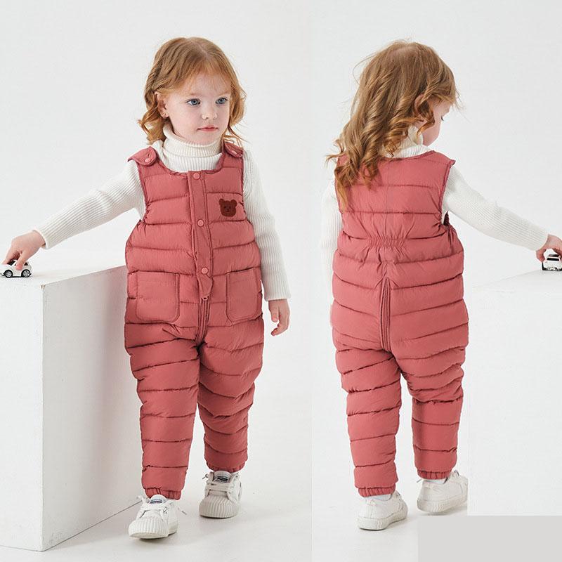 Pantaloni Invernali di Cotone per Bambini Salopette Calde Pantaloni Invernali Spessi Imbottiti in Piumino Salopette per Bambine Tuta Pantaloni
