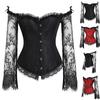 Dame Steampunk Skinn Glidelås Goth Steel Vintage Topp Steampunk Bustiers Korsetter