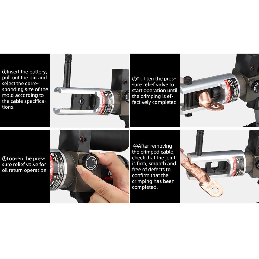 Hydraulic Crimping Tool SL-240 90KN Electric Wire Crimper Cable Crimping Pliers with Battery, Handheld Electric Hose Crimper