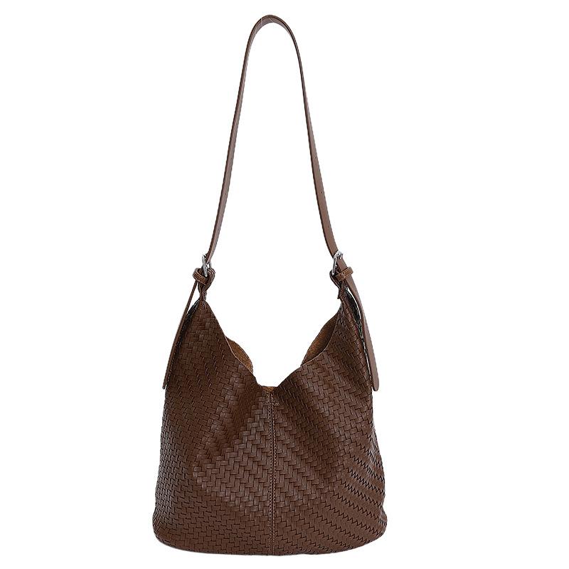 Retro work commuter women large capacity 2025 autumn and winter new fashionable solid color casual shoulder shopping bag tote bag