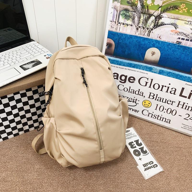 Schoolbag Female Junior High School Students High School Student Backpack Large Capacity Solid Color Backpack