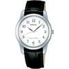Seiko Selection SCXP033 Men's Unisex Quartz Watch 35mm Case White Dial Leather Strap Stainless Steel
