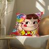 Fujiya M-Milky Peko Cushion Cover Soft Short Plush Pillow Cover Smooth Cozy Texture Aesthetic Cushion Case Home Decor