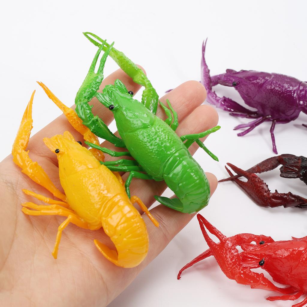5Pcs Simulation Colored Crayfish Model PVC Fake Food Artificial Seafood Ornaments Restaurant Window Display Samples Photo Props