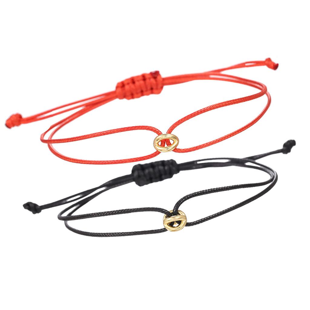 2pcs Couple Bracelets Good Luck Beads Handchain Adjustable Handmade Wristchain Braided Rope Wristchain Accessory