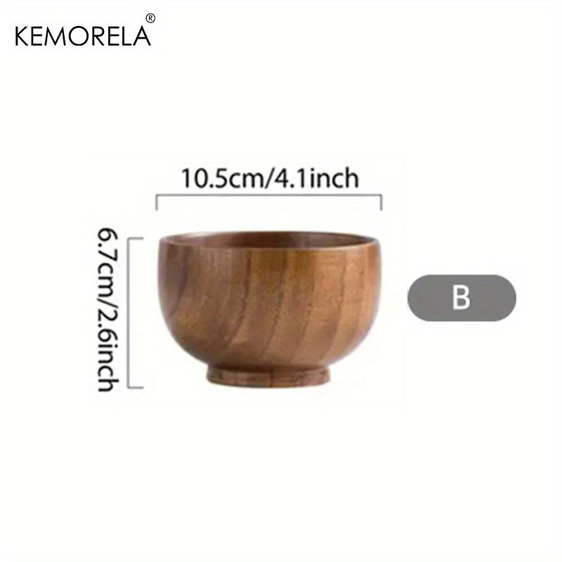 1PCS Natural Wooden Rice Bowl Household Salad Ice Cream Fruit Wooden Bowl Kitchen Food Storage Tableware