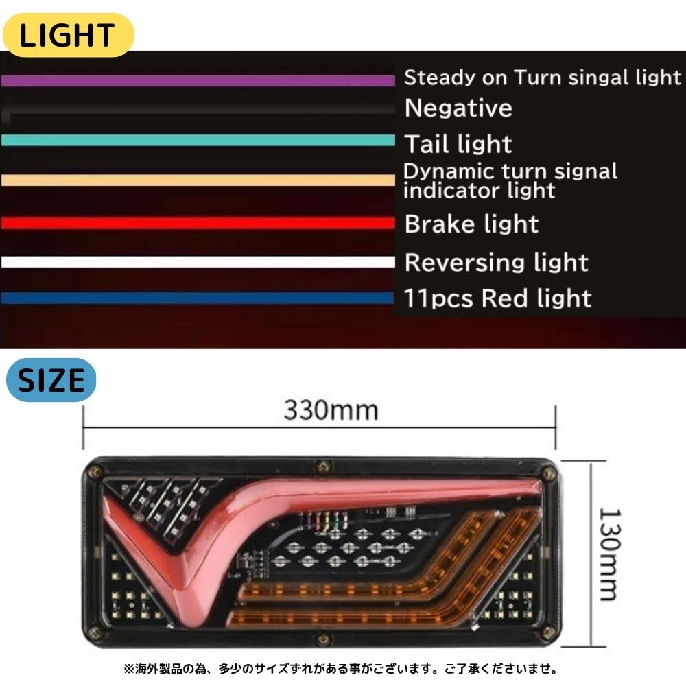 Truck Tail LED Sequential Flowing Turn Set of Universal Fit for Dump One+lifestyle Truck/Trailer/Light Lamps, Lights, 24V, Signals, 2, V-Shaped Tubes,