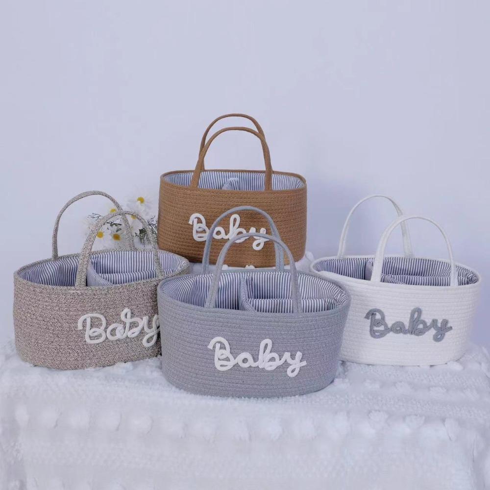Large Capacity Storage Basket Cotton Rope Cosmetics Storage Baby Nappy Organiser  for Newborn