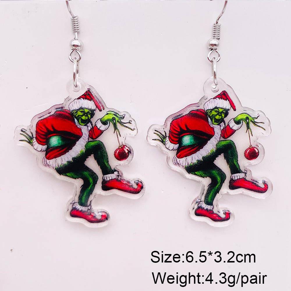 Праздничные акриловые серьги с Санта-Клаусом и рождественской елкой