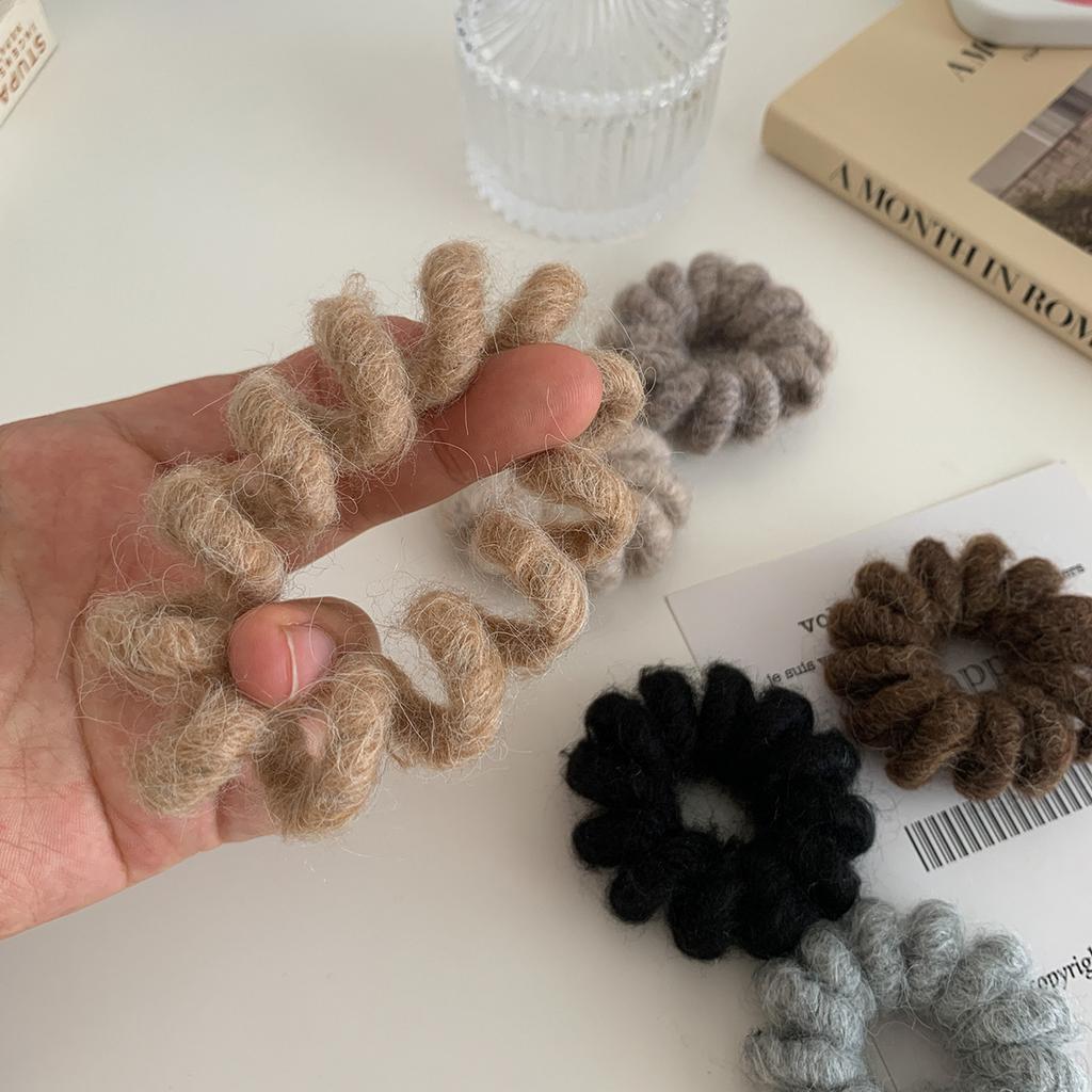 Telephone Wire Elastic Hair Rubber Bands Wool Spiral Hair Ties Rings Women Plush Ponytail Holder Tie Hair Hoop Hair Accessories