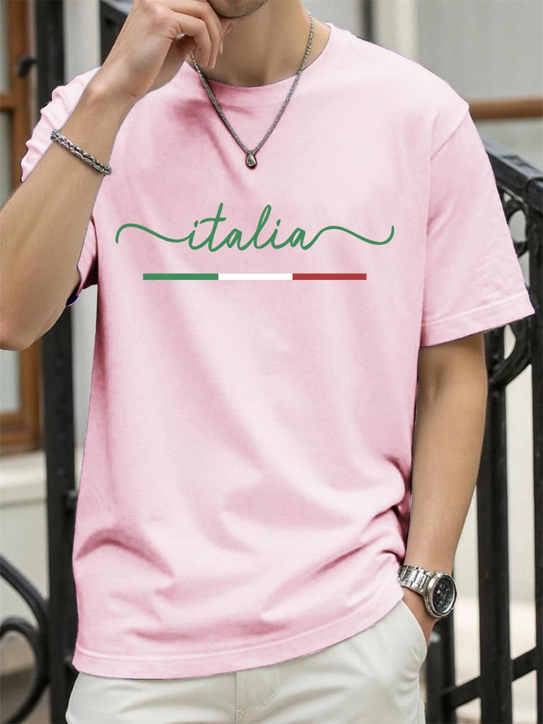 Classic Colors Representing Italy Pattern TShirt Mens Summer Soft T Shirts Cotton Comfortable Sportswear Unisex Hip Hop Clothes