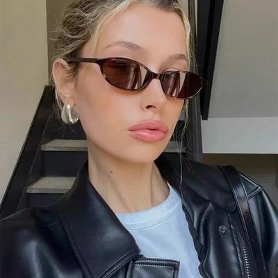 Gafas de sol ovaladas pequeñas y sexis sin polarizar para mujer, gafas de sol marrones con estampado de leopardo a la moda, gafas de sol femeninas retro coloridas con sombra