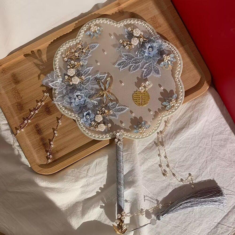 DIY Wedding Bride Round Fan Kit: Handmade Double-sided Chinese Xiuhe Fan for Sisters