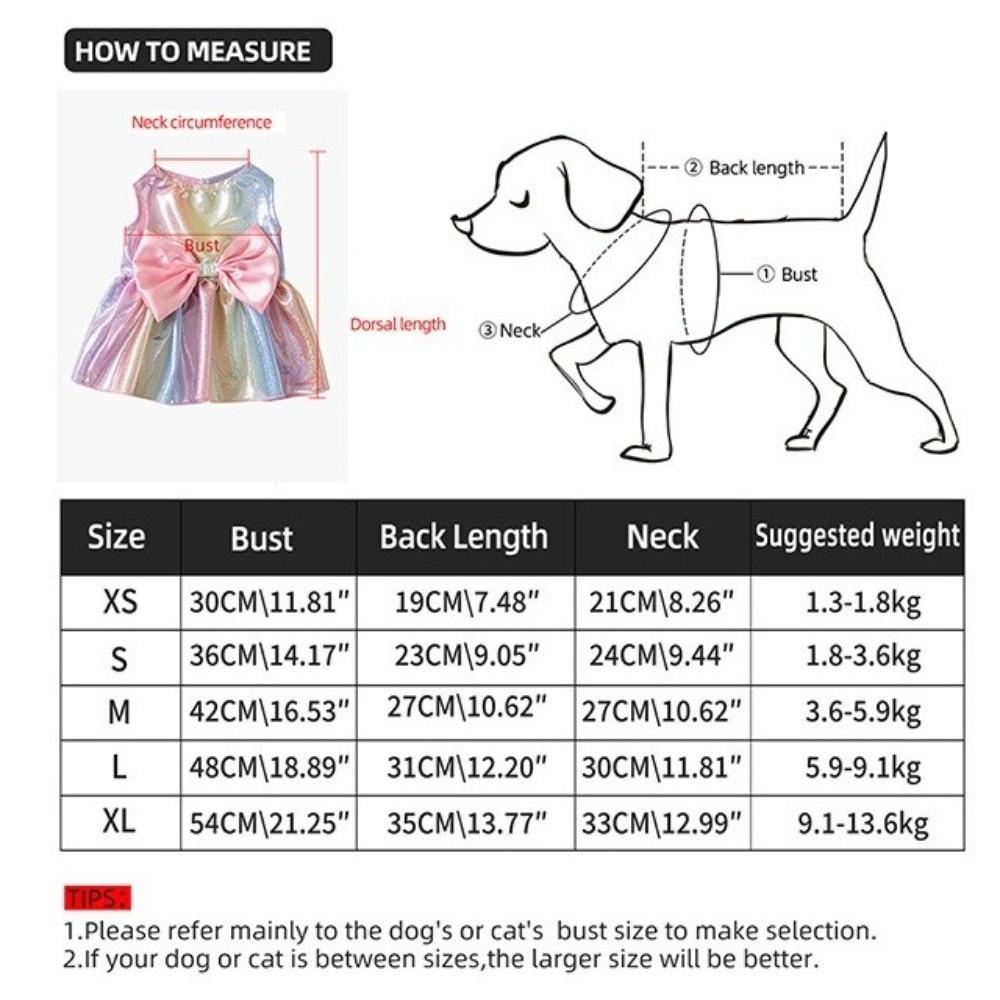 Pet Apparel Thin Breathable Dog Rainbow Skirt Bow Design Soft Pet Cloak Skirt Sleeveless Princess Dress Spring Summer