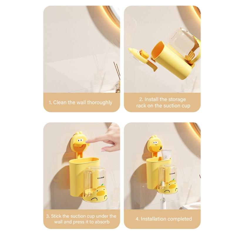 Kids Toothbrush Holders with Cups Wall Mounted & Saves Space Toothbrush Organizes Upgrades for Family Bathrooms