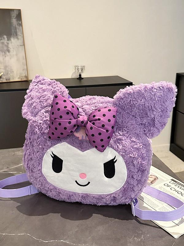 Velvet Rose Plush Crossbody Bag for Children - Cute Japanese Tote & Backpack for Little Girls