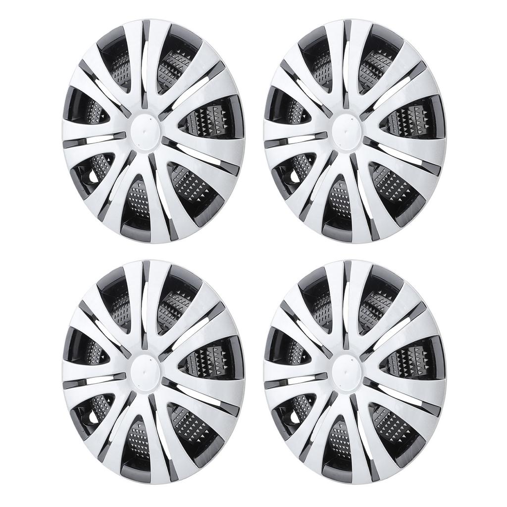 4Pcs Hub Cap Silver Black Easy Installation Protective Wheel Hub Cap Cover for Cars Trucks Vans 14