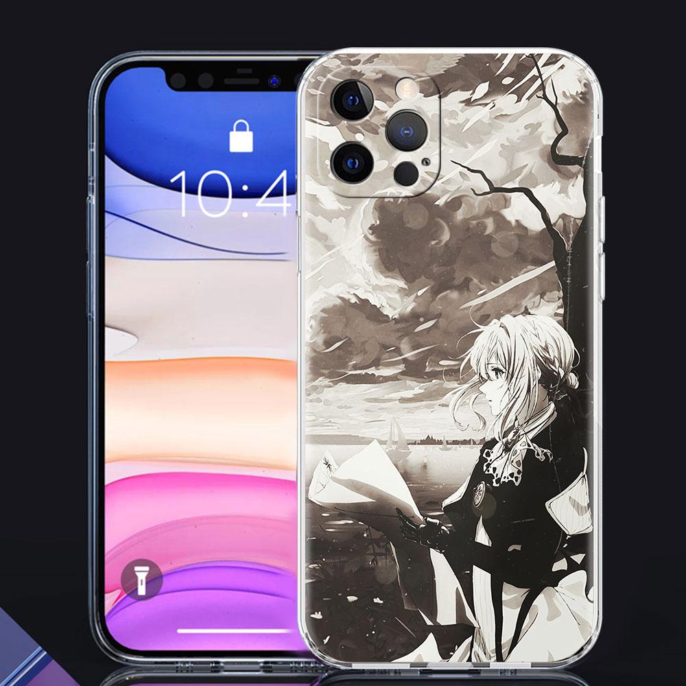 Husă transparentă Violet Evergarden pentru iPhone 13 Mini 12 Pro 11 XR SE 2020 XS Max 7 8 Plus X Husă de telefon din silicon 6 6S Shell Fuana Sac