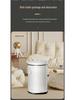 Ivory White Roman Pattern Trash Can with Silent Slow-Close Foot Pedal and Lid