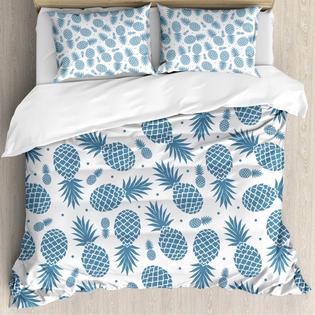 Pineapple Duvet Set Tropical Fruit Beach Print Bedding Set Teen Bedroom Decoration Three-Piece Set
