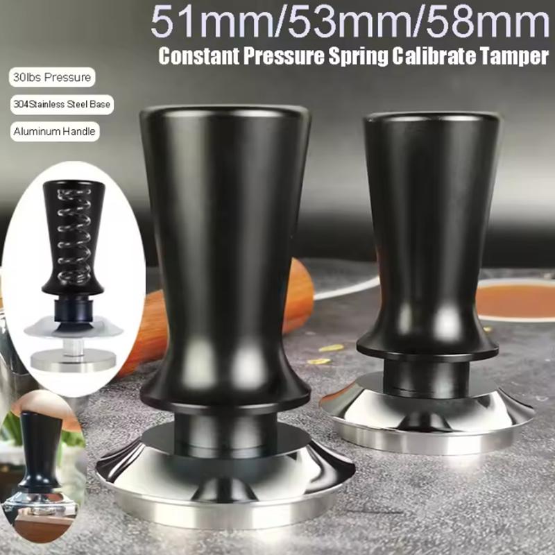 304 Stainless Steel Espresso Tamper Calibrated Spring Loaded for Baristas Constant Balance Horizontal Filler 51/ 53/ 58mm Sizes