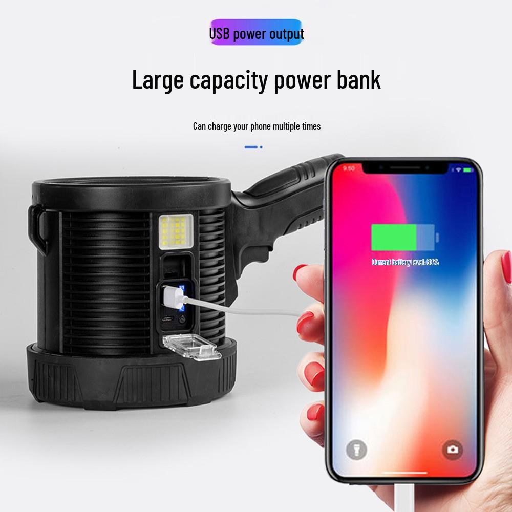 High Brightness Outdoor Spotlight: Long-Range Flashlight with Power Bank & Extended Battery Life