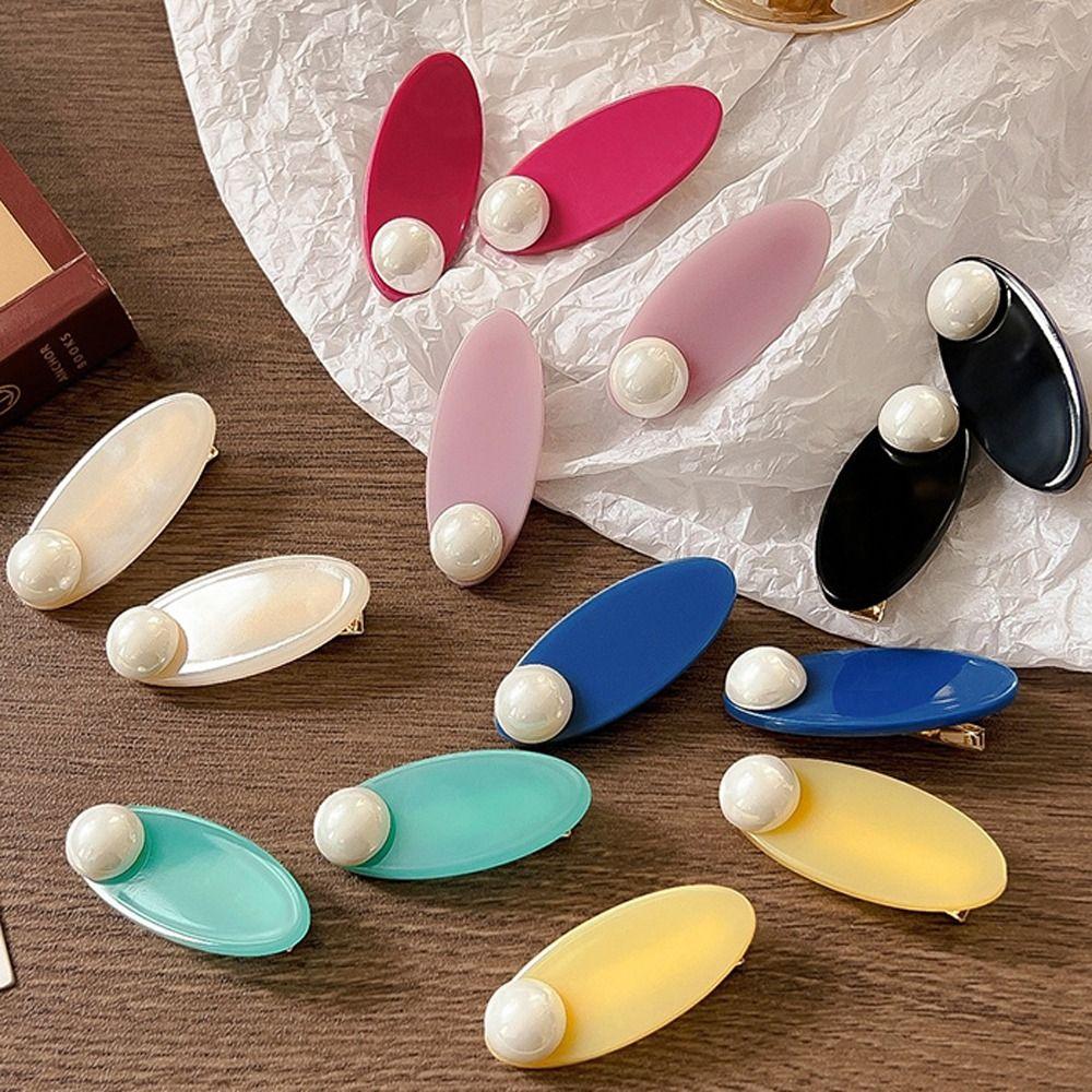 

Fashion Headdress Children Hairpins Pearl Acetate Hair Clips Korean Duckbill Clips Women Hairpins бежевый