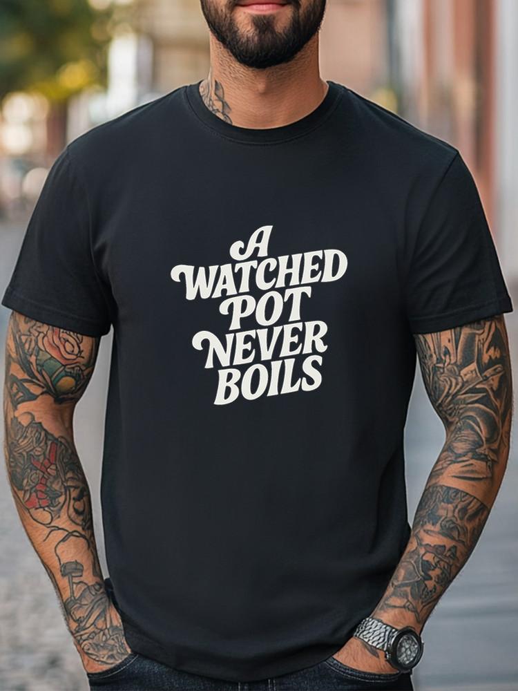 Смешная футболка с цитатой  За кипящим котлом не следят  Графическая футболка в ретро-стиле Унисекс Футболка M