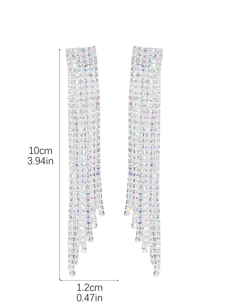 Orecchini Lunghi con Frange in Strass AB Super Scintillanti di Lusso Temperamento Orecchini alla Moda Orecchini da Sposa Orecchini da Donna 1 Paio