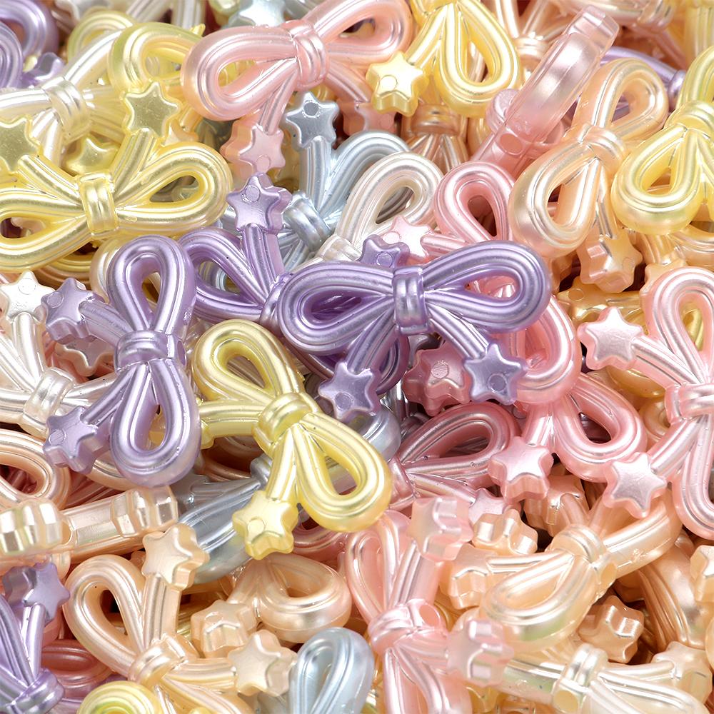10pcs Colorful Transparent Bowknot Charm Loose Beads Necklace Keychain Pendant Beads Jewelry Making Accessory 10pcs