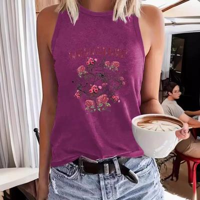 Canottiera Stampata Girocollo Primavera Estate Top Casual Senza Maniche