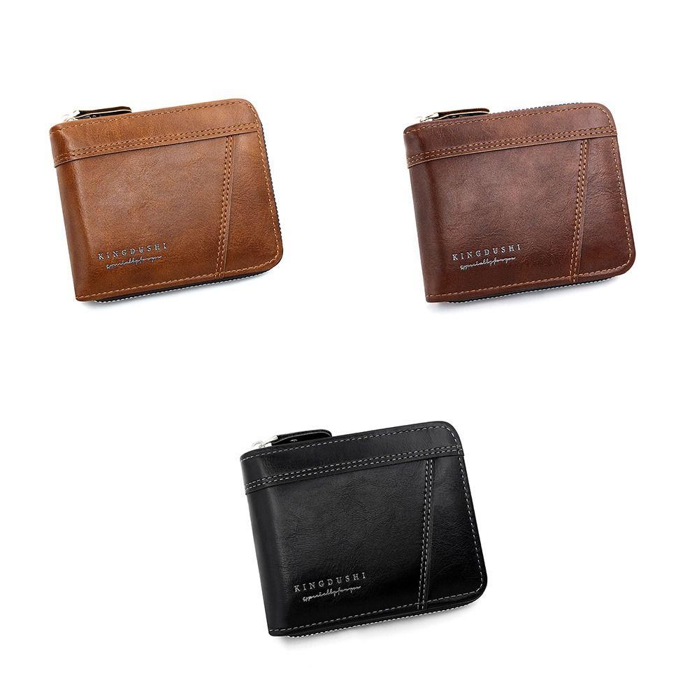 Multifunctional Male Coin Purse Pu Business Card Holder Portable Men's Short Wallet  Outdoor
