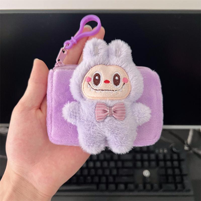 Cute Bunny-Shaped Plush Coin Purse with Zipper Closure and Card Holder