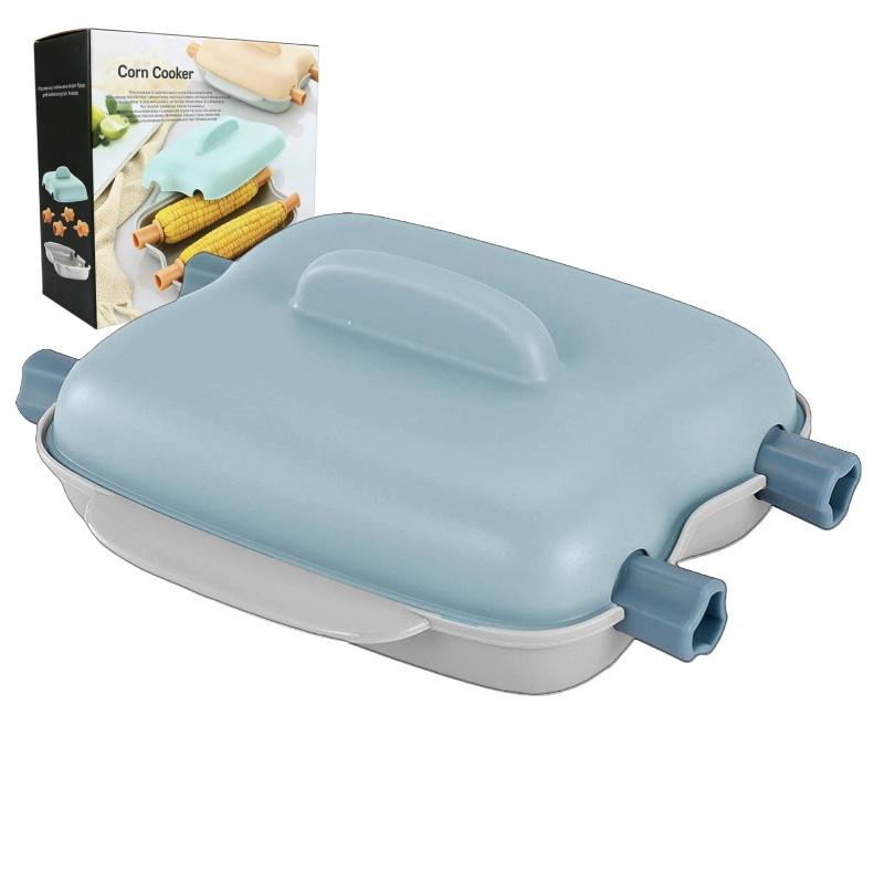 Microwave Corn Steamer with Lid Heat-Resistant Plastic Vegetable Steaming Box for Home Kitchen Healthy Diet Cooking Rack Utensil