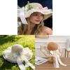 Summer Straw Hat With Lace Bow And Wide Brim For Sun Protection And Beach Vacation