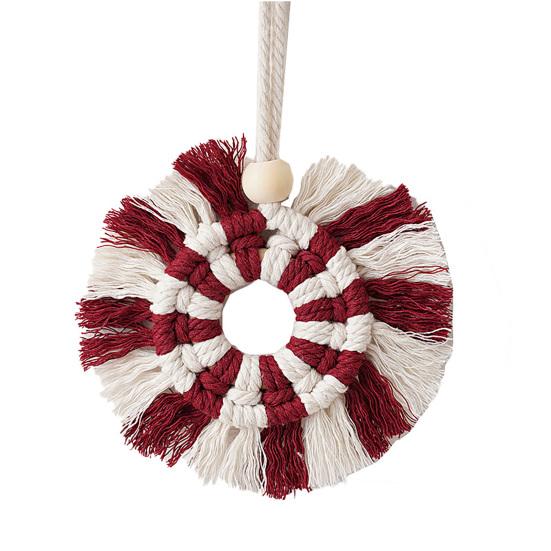 Round Braided Tapestry Boho Wall Hanging Tapestry Knotted Cotton Rope Wall Tapestry красный