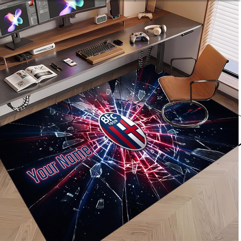 Personalized Crystal Velvet Carpet Bologna FC Pattern Non Slip Floor Rug