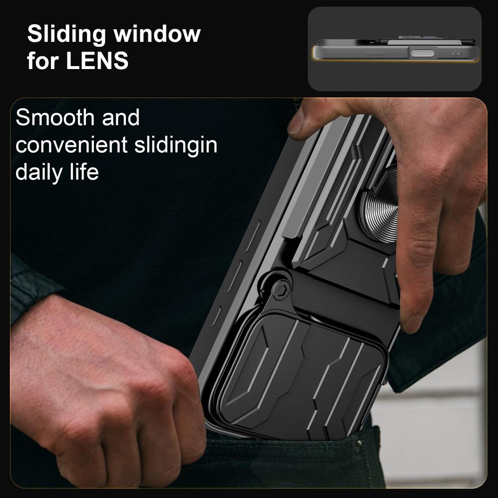 For iPhone 17 Pro Max Case PC+TPU Kickstand Phone Back Cover with Camera Slider