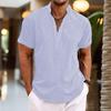Men's Short Sleeved Stand Up Collar Top Pullover Cardigan