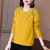 Autumn/Winter New Round Collar Sweater Women's Middle Age Loose Large Pullover Top Mom Long Sleeve Bottoming Coat