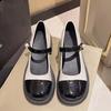 French Retro Shallow Mouth Mary Jane Shoes Women's Spring 2025 New Thick Heel Single Shoes One-word Buckle Belt Small Leather Shoes Tide