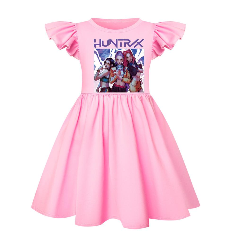 4804 Kids Girls Mira Zoey Rumi Printed Ruffle Short Sleeves Casual Dress