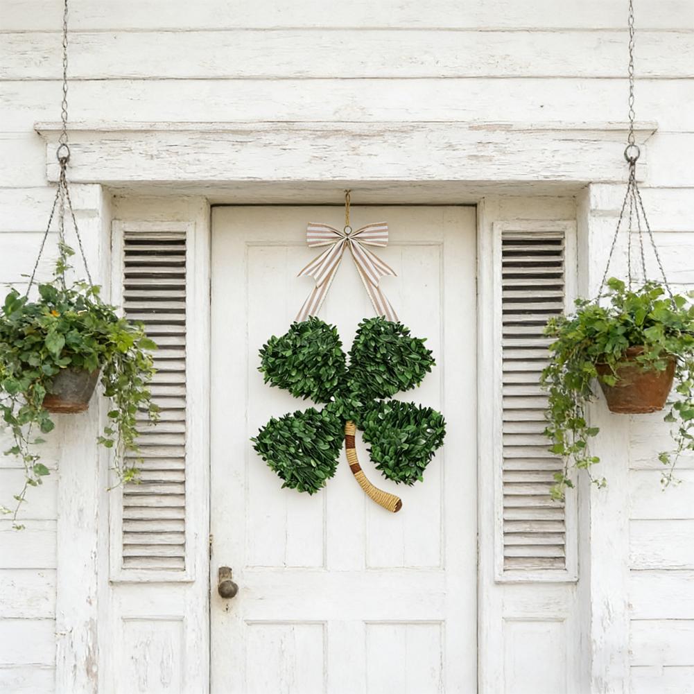 St. Patrick's Day Wreath With Four-Leaf Clover Wooden Wall Door Ornament Hanging Hanger Fireplace 2026 Arrangement Decorati Y5U2