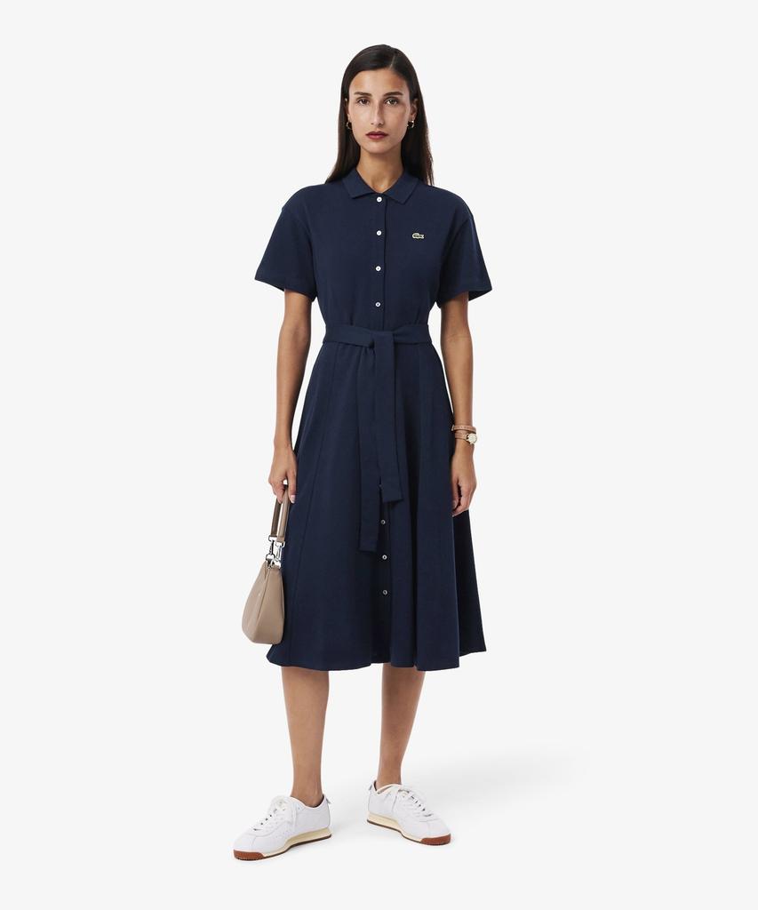 LACOSTE Women'S Fit-And-Flare Belted Polo Dress Ef9621-56G 166