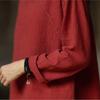 Johnature Camisetas Vintage Bordadas para Mujer Color Sólido Cuello Alto Manga Larga Otoño Botón Suaves
