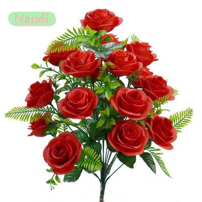 Bouquet di Fiori Artificiali 18 Teste Rosa Peonia Rosa di Seta Testa Grande e Bocciolo Fiori Finti Economici per Casa Festa Matrimonio Decorazione