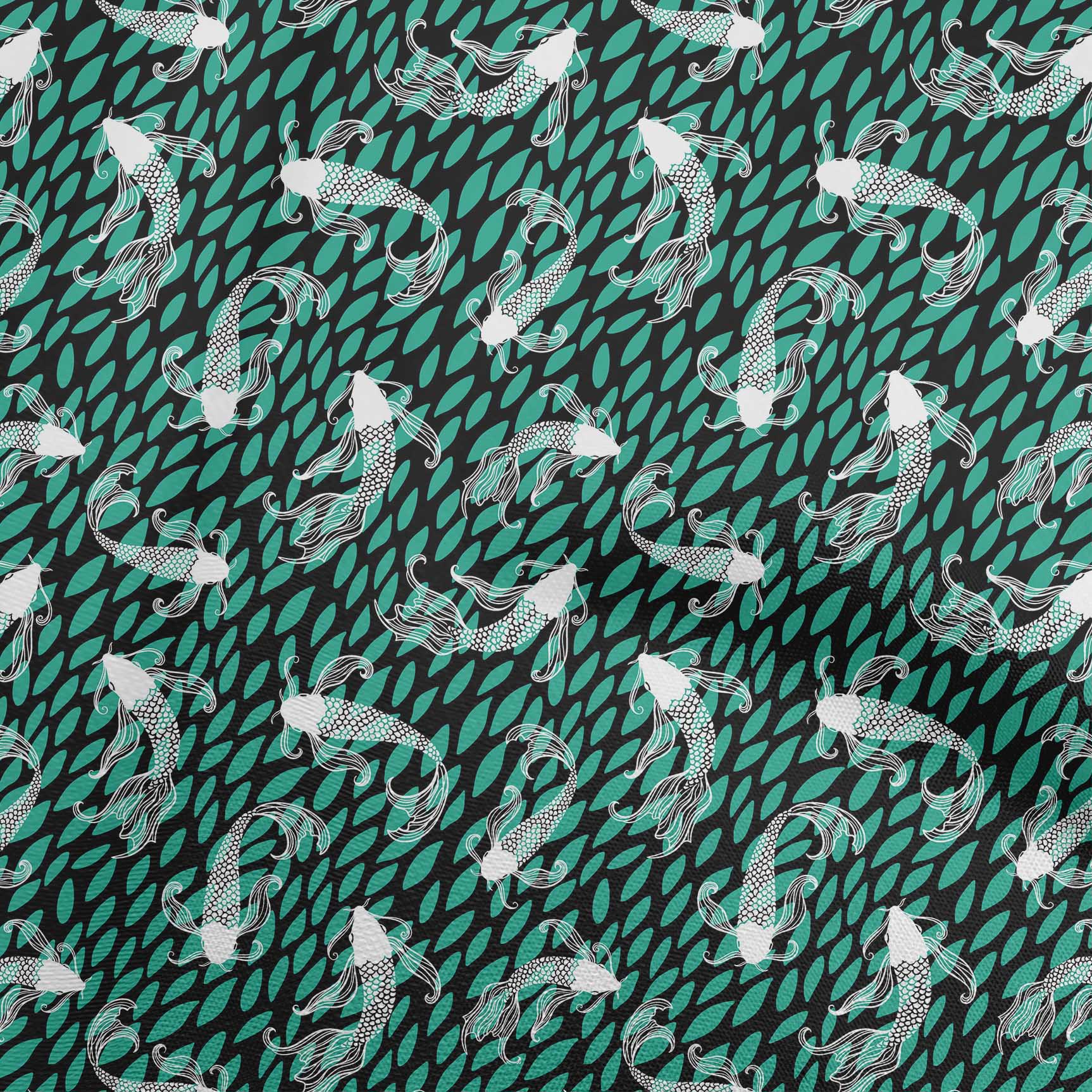 

OneOone Cotton Flex Beige Тканина азіатських японських риб коі Крафтові проекти Декоративна тканина з друком The Yard 40 дюймів 42InchWide-CottonCambric зелений